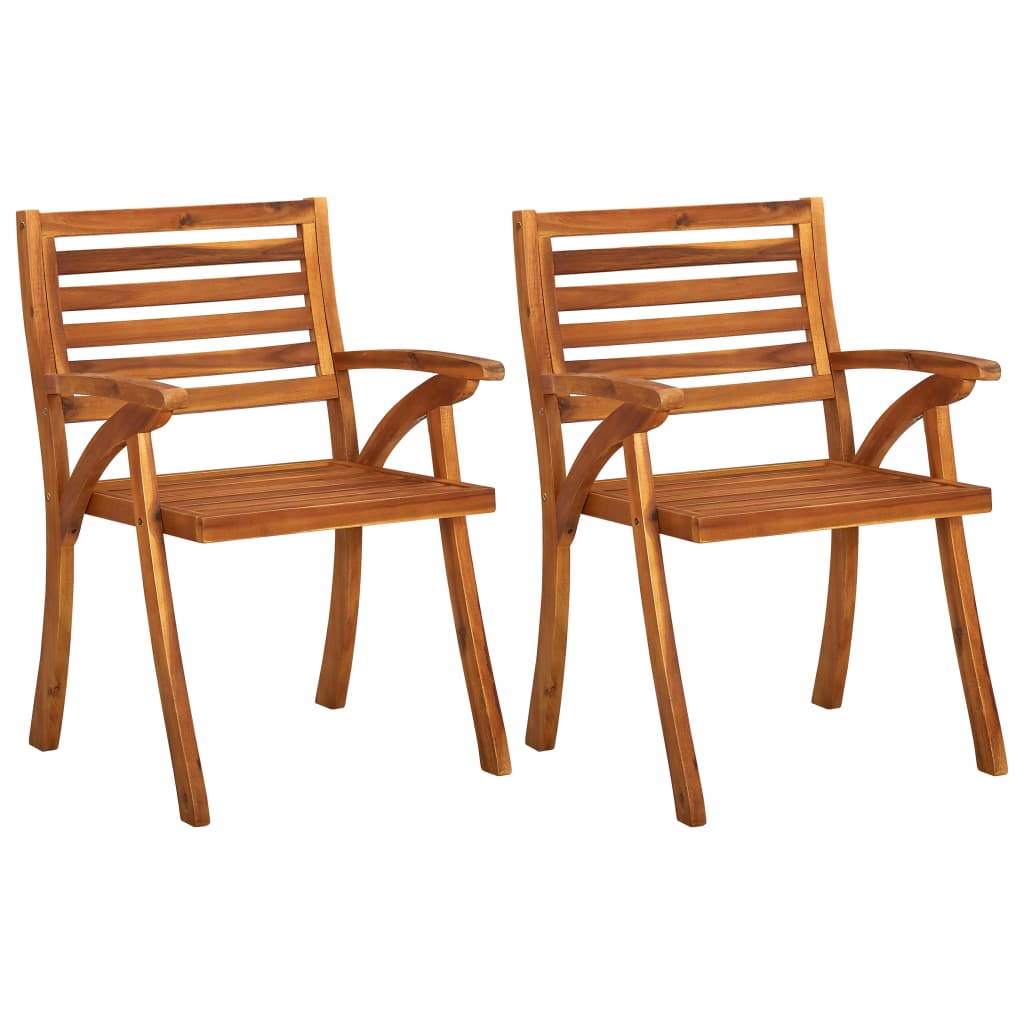 vidaXL Garden Dining Chairs with Cushions 2 pcs Solid Acacia Wood