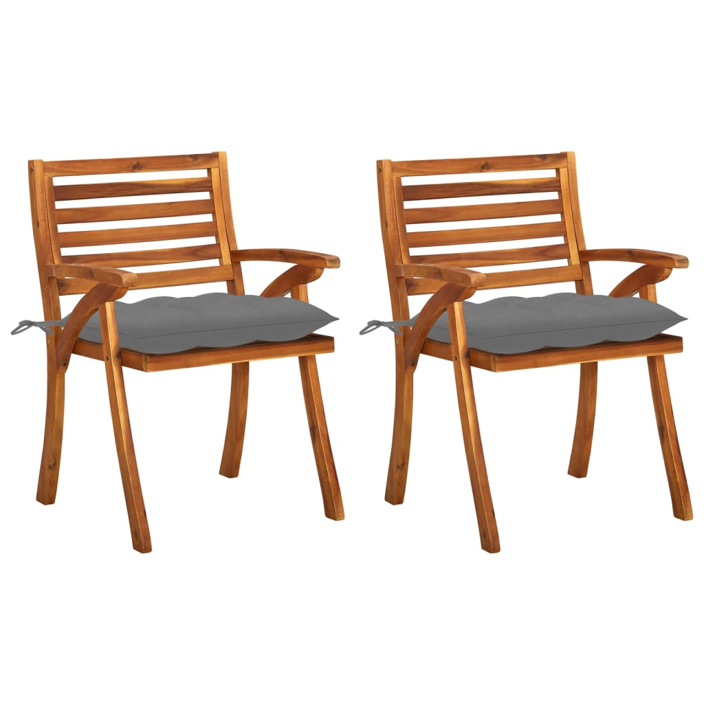 vidaXL Garden Dining Chairs with Cushions 2 pcs Solid Acacia Wood