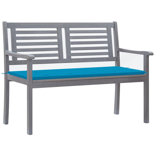 vidaXL 2-Seater Garden Bench with Cushion 120 cm Grey Eucalyptus Wood