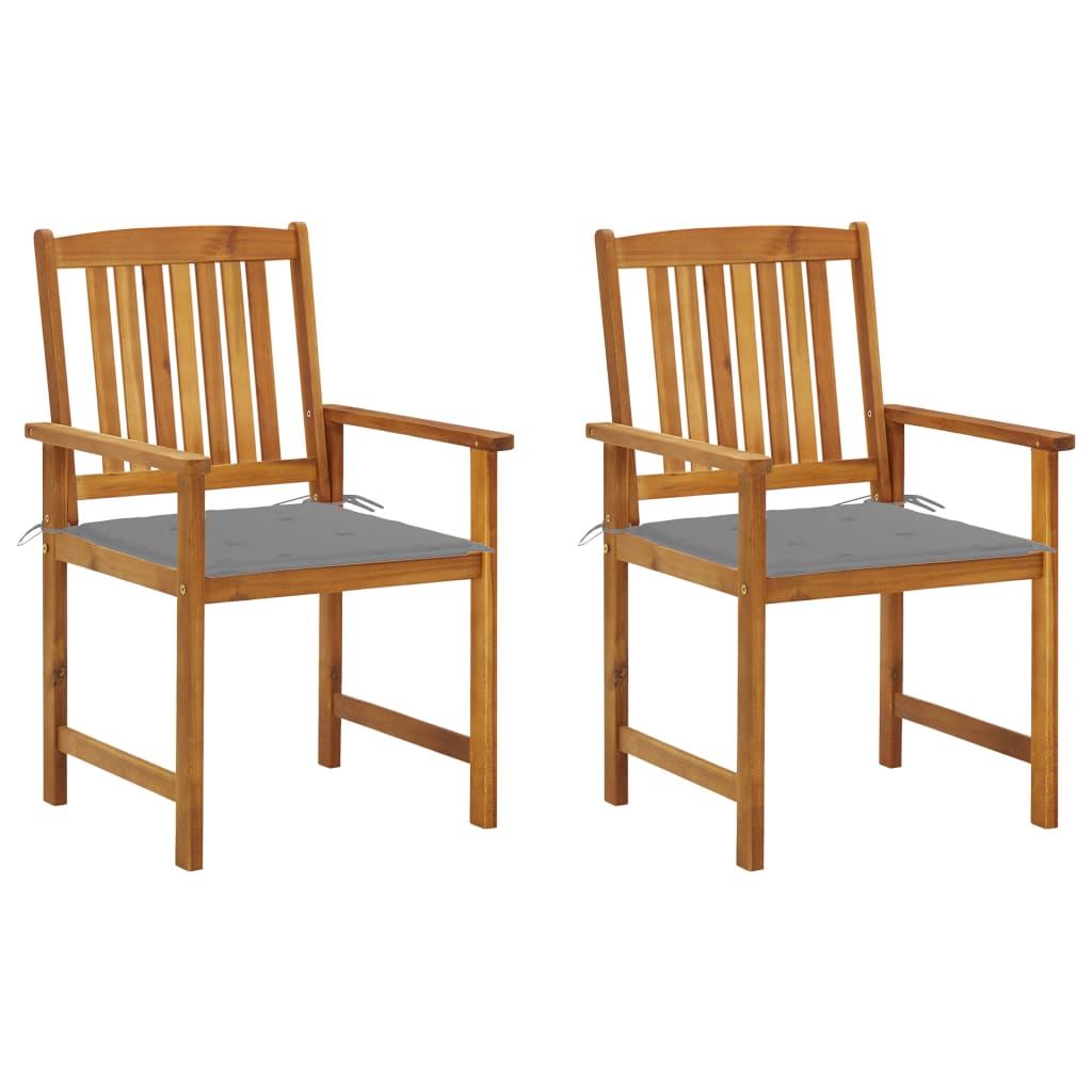 vidaXL Garden Chairs with Cushions 2 pcs Solid Acacia Wood