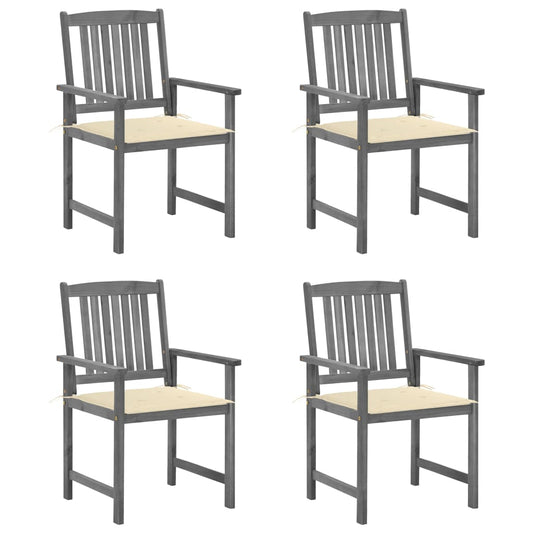 vidaXL Garden Chairs with Cushions 4 pcs Grey Solid Acacia Wood