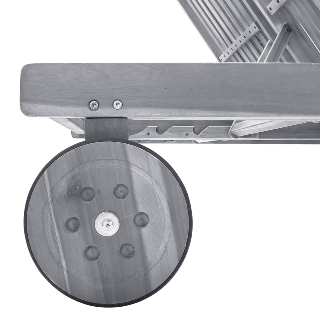 vidaXL 2-Person Garden Sun Lounger with Cushion Grey Solid Acacia Wood