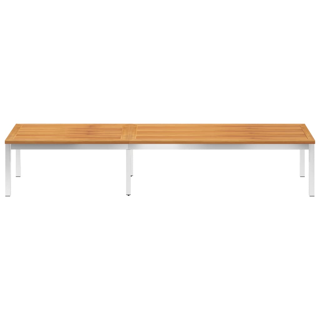 vidaXL Sun Lounger with Cushion Solid Acacia Wood and Stainless Steel