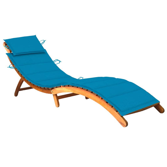 vidaXL Garden Sun Lounger with Cushion Solid Wood Acacia