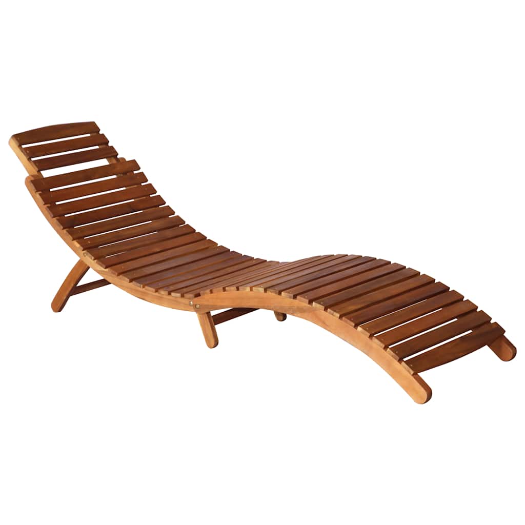 vidaXL Garden Sun Lounger with Table and Cushion Solid Acacia Wood