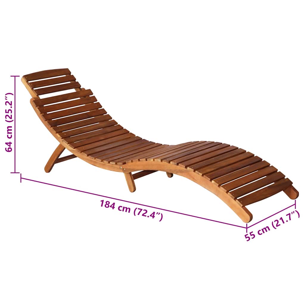 vidaXL Garden Sun Lounger with Table and Cushion Solid Acacia Wood