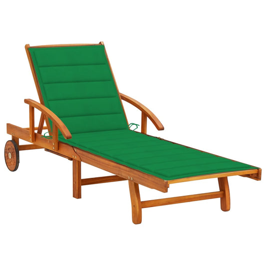 vidaXL Garden Sun Lounger with Cushion Solid Wood Acacia
