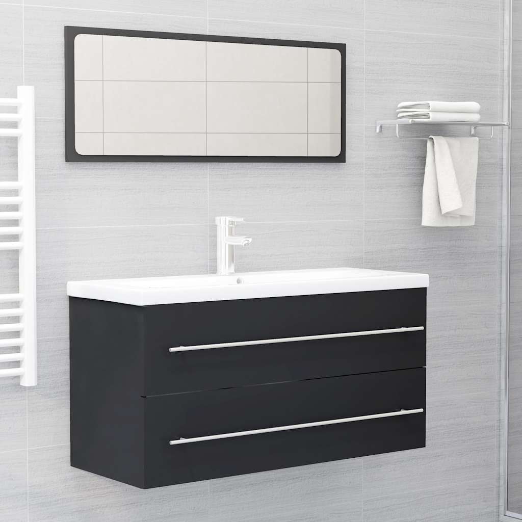 vidaXL 2 Piece Bathroom Furniture Set Grey Engineered Wood