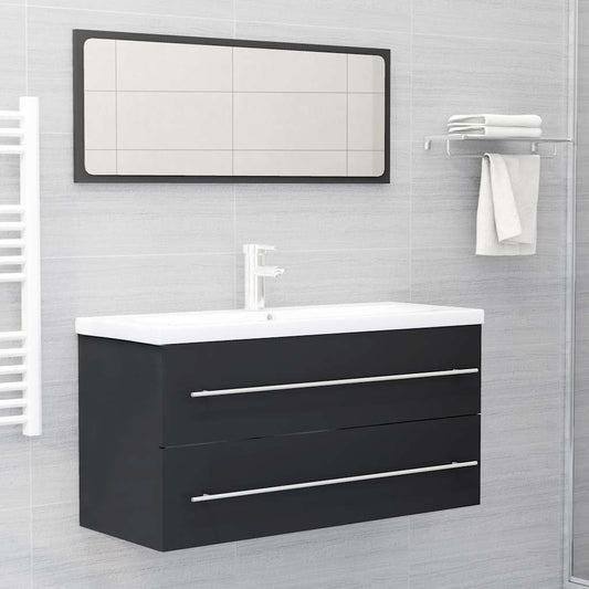 vidaXL 2 Piece Bathroom Furniture Set Grey Engineered Wood
