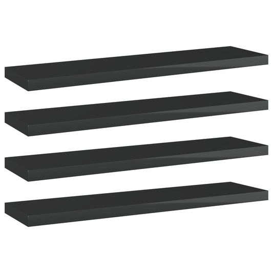 vidaXL Bookshelf Boards 4 pcs High Gloss Black 40x10x1.5 cm Engineered Wood