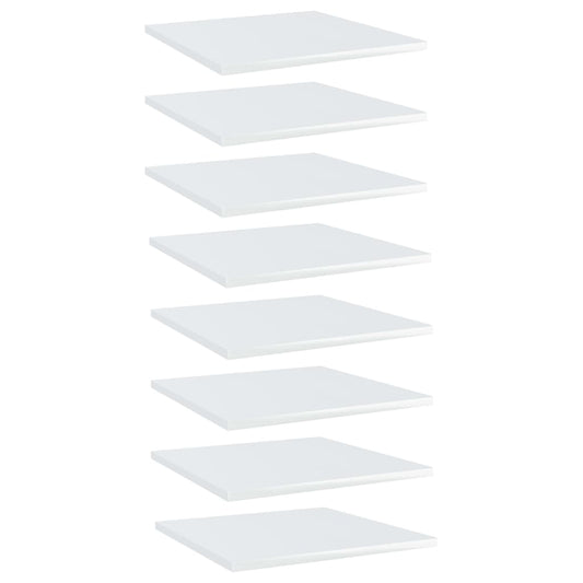 vidaXL Bookshelf Boards 8 pcs High Gloss White 40x40x1.5 cm Engineered Wood