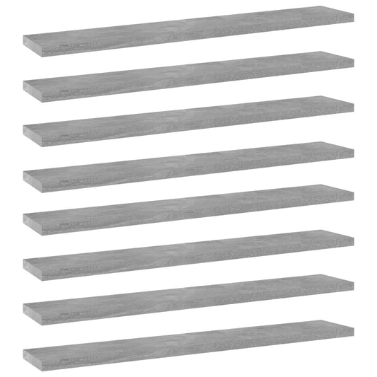 vidaXL Bookshelf Boards 8 pcs Concrete Grey 60x10x1.5 cm Engineered Wood