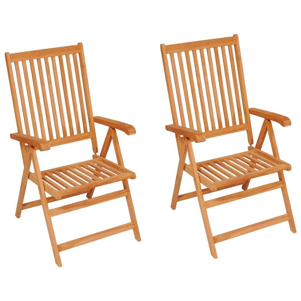 vidaXL Garden Chairs 2 pcs with Green Cushions Solid Teak Wood