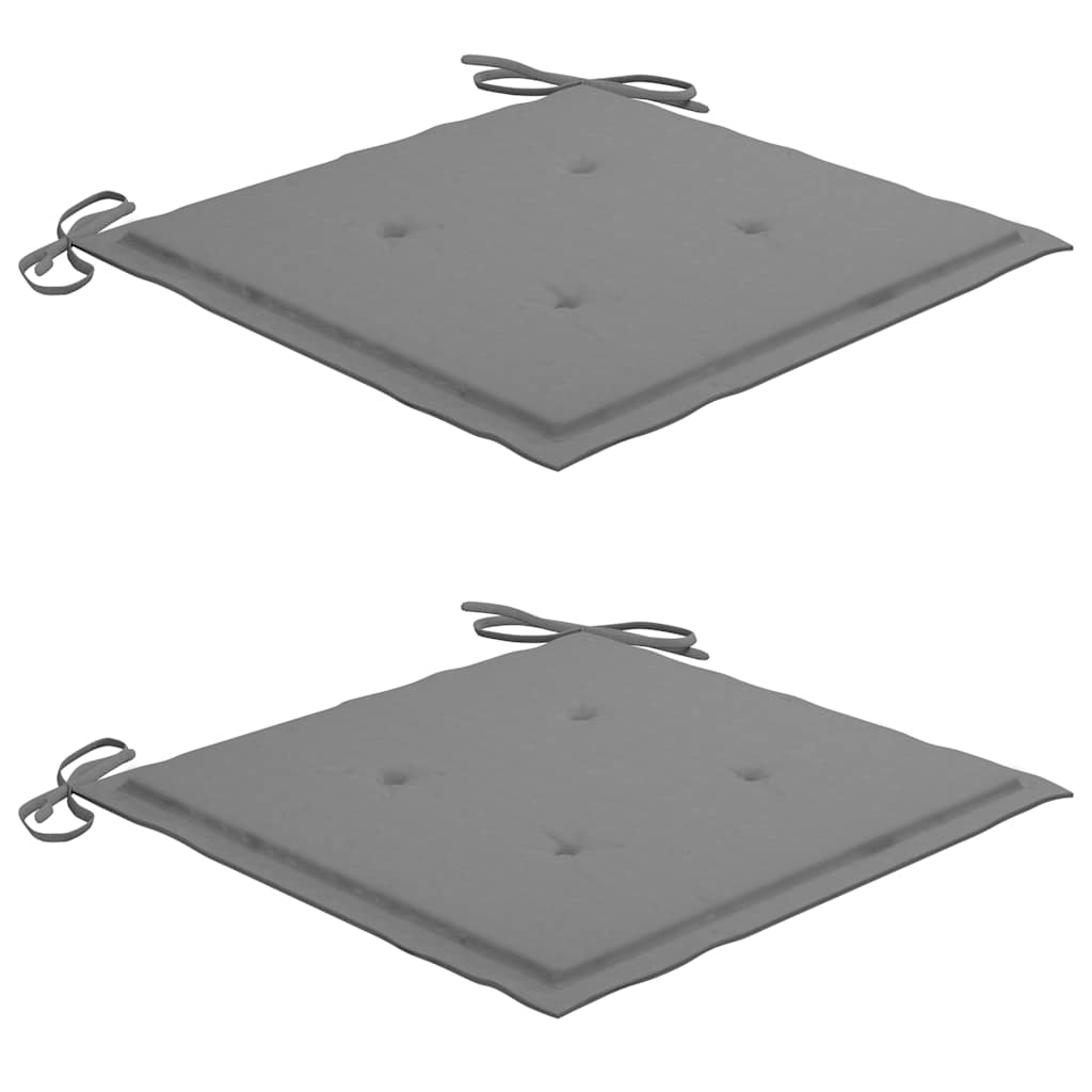 vidaXL Garden Chairs 2 pcs with Grey Cushions Solid Teak Wood