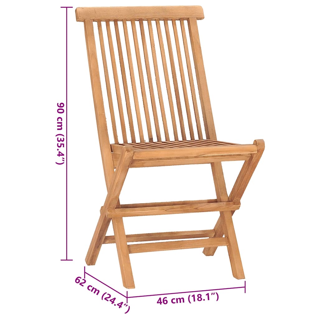 vidaXL 3 Piece Folding Outdoor Dining Set with Cushion Solid Wood Teak