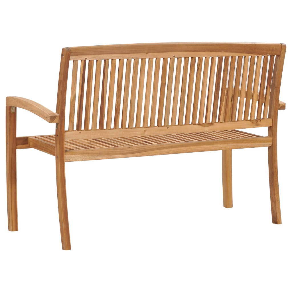 vidaXL Stacking Garden Bench with Cushion 128.5 cm Solid Teak Wood