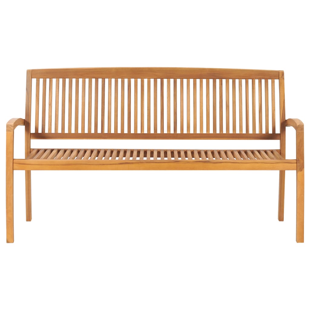 vidaXL Stacking Garden Bench with Cushion 159 cm Solid Teak Wood