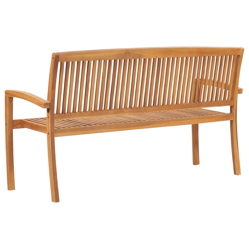 vidaXL Stacking Garden Bench with Cushion 159 cm Solid Teak Wood