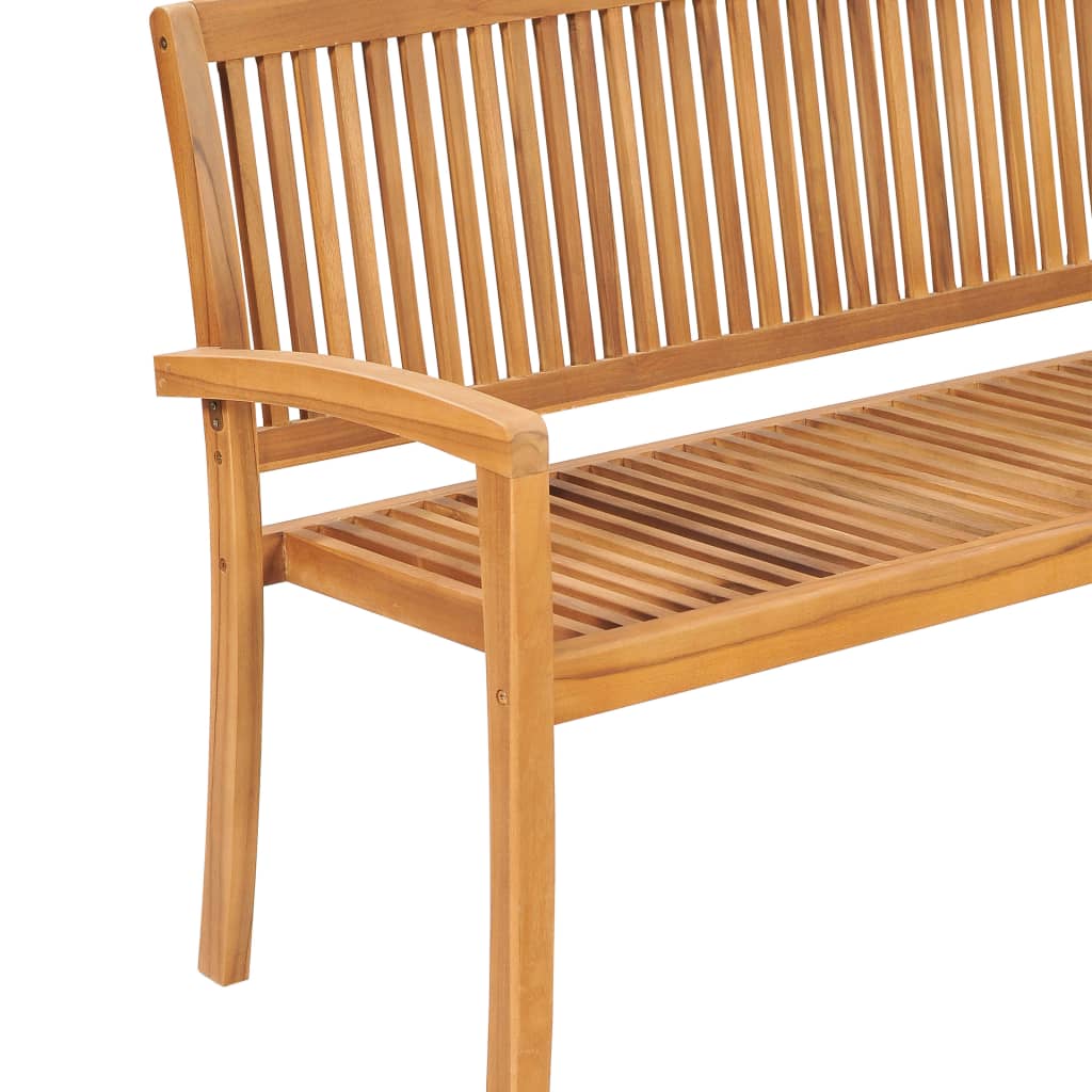 vidaXL Stacking Garden Bench with Cushion 159 cm Solid Teak Wood