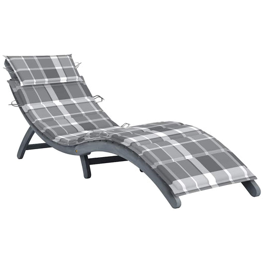 vidaXL Sun Lounger with Cushion Grey Solid Acacia Wood