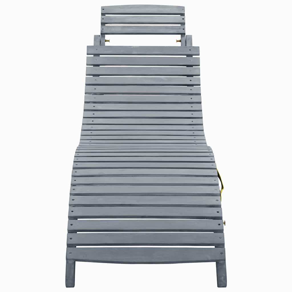 vidaXL Sun Lounger with Cushion Grey Solid Acacia Wood