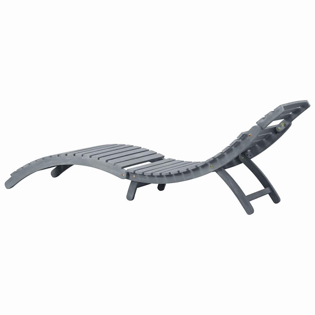 vidaXL Sun Lounger with Cushion Grey Solid Acacia Wood
