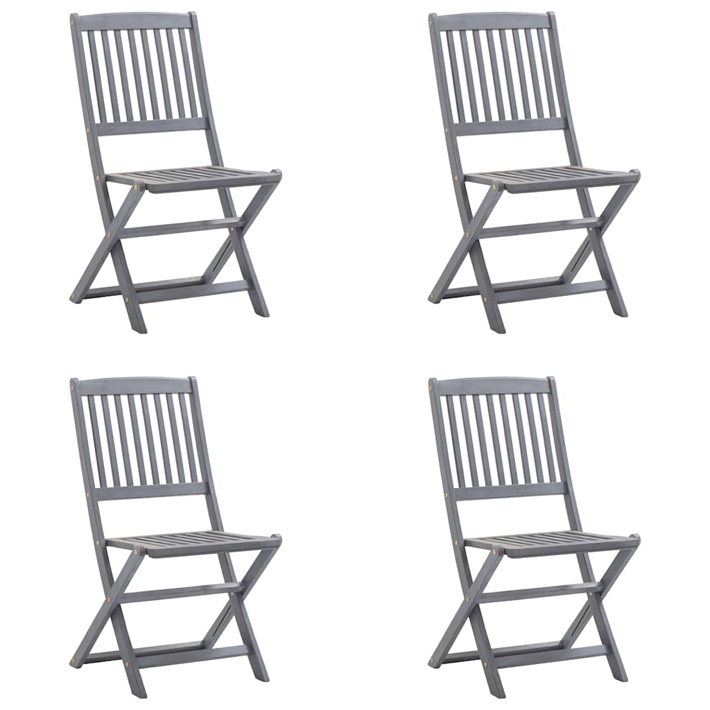 vidaXL Folding Outdoor Chairs 4 pcs with Cushions Solid Acacia Wood