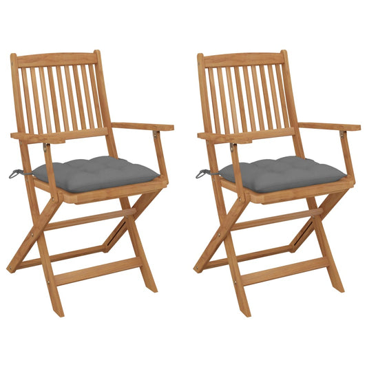 vidaXL Folding Garden Chairs 2 pcs with Cushions Solid Wood Acacia