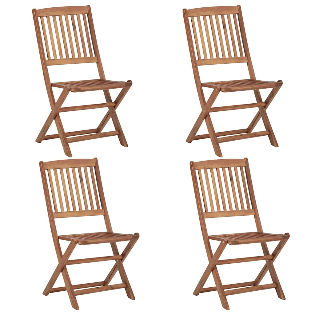 vidaXL Folding Garden Chairs 4 pcs with Cushions Solid Wood Acacia
