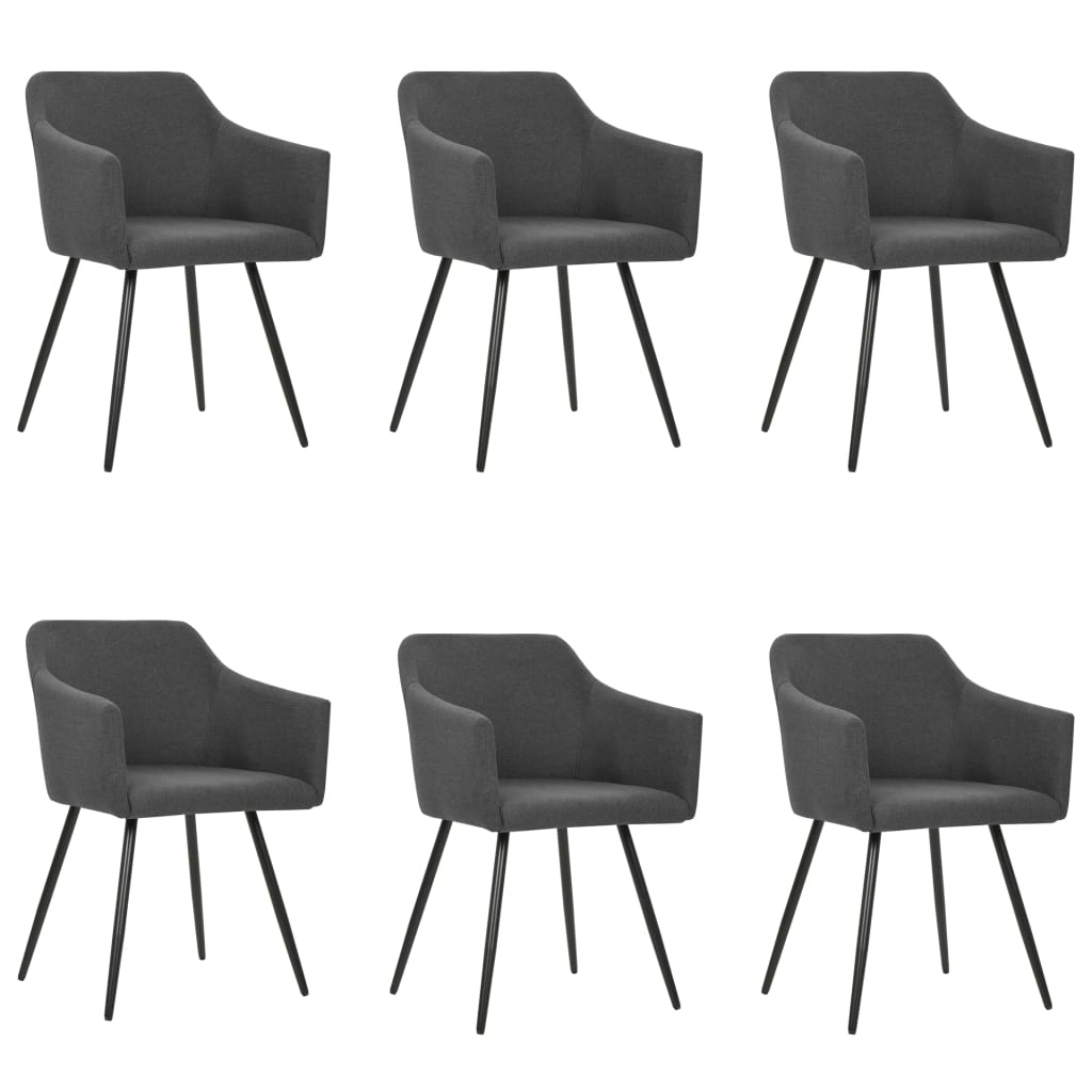 vidaXL Dining Chairs 6 pcs Dark Grey Fabric