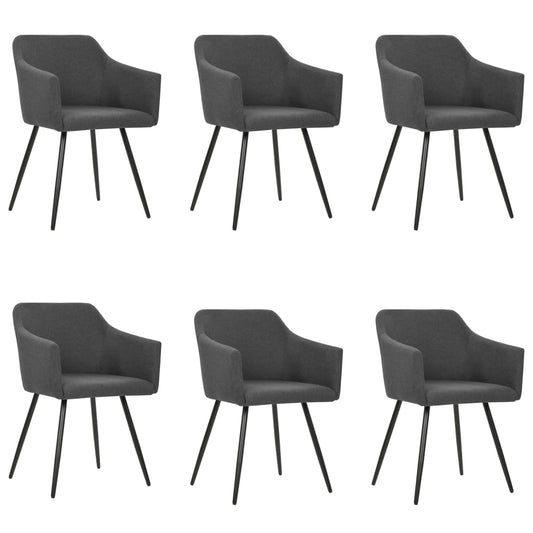 vidaXL Dining Chairs 6 pcs Dark Grey Fabric