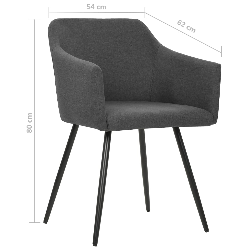 vidaXL Dining Chairs 6 pcs Dark Grey Fabric