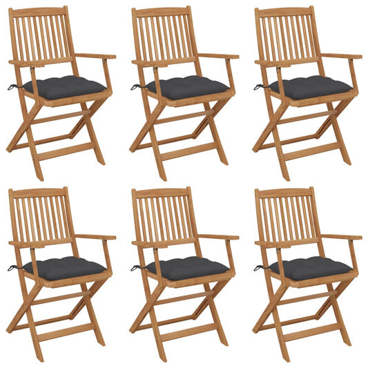 vidaXL Folding Garden Chairs 6 pcs with Cushions Solid Wood Acacia