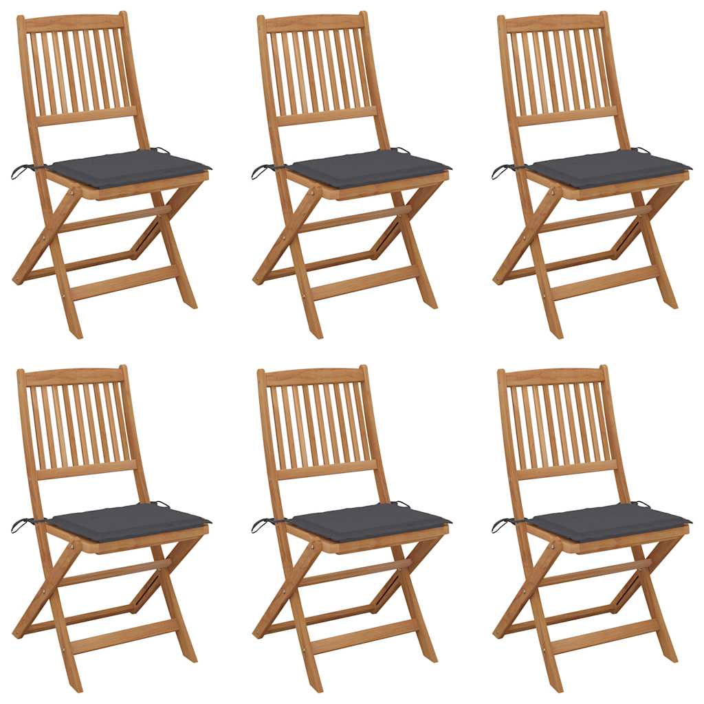 vidaXL Folding Garden Chairs 6 pcs with Cushions Solid Wood Acacia