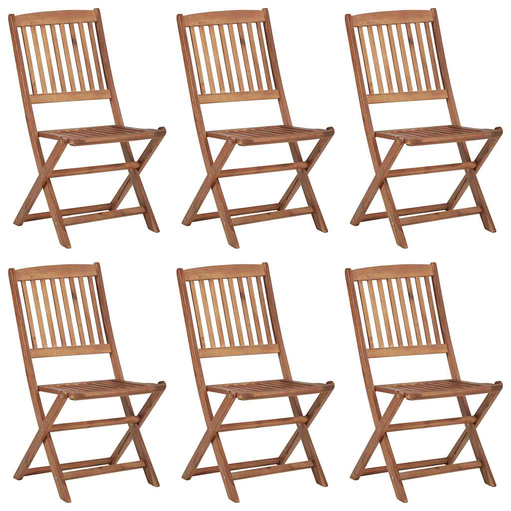 vidaXL Folding Garden Chairs 6 pcs with Cushions Solid Wood Acacia