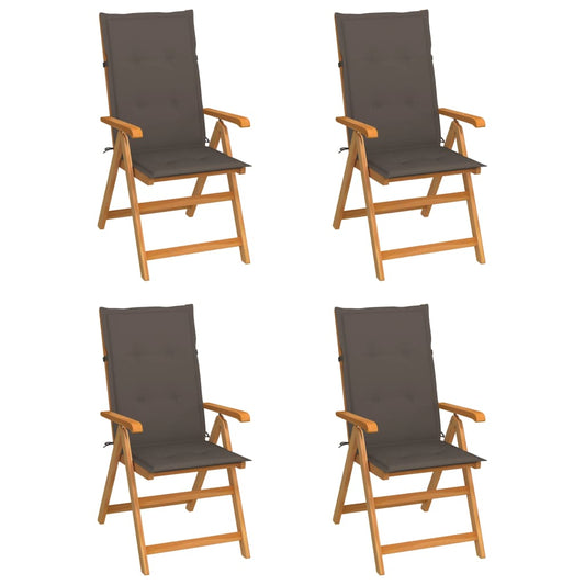vidaXL Garden Chairs 4 pcs with Taupe Cushions Solid Teak Wood
