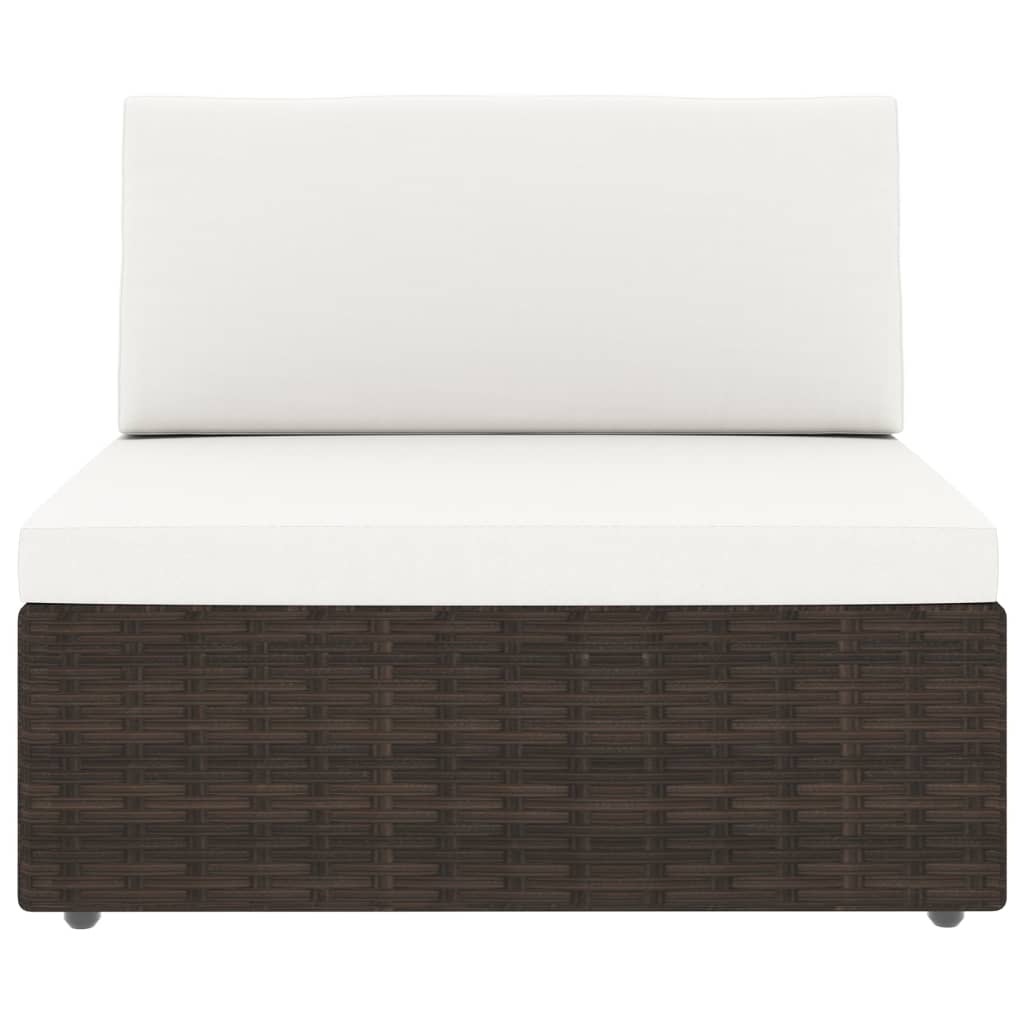 vidaXL 6 Piece Garden Lounge Set with Cushions Brown Poly Rattan