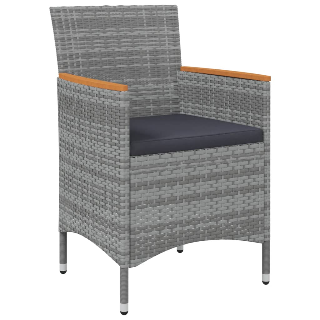 vidaXL 11 Piece Garden Dining Set Grey Poly Rattan