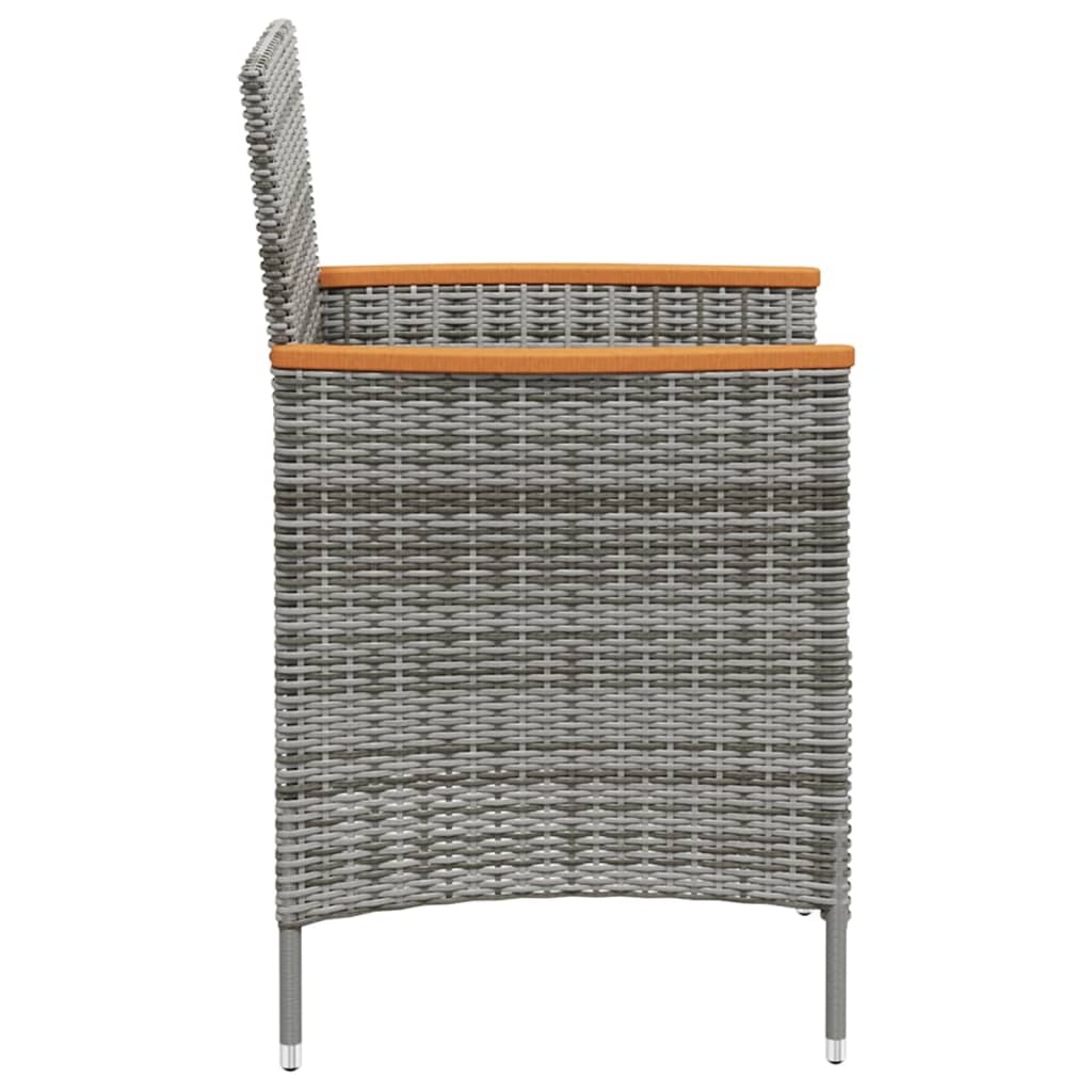 vidaXL 11 Piece Garden Dining Set Grey Poly Rattan