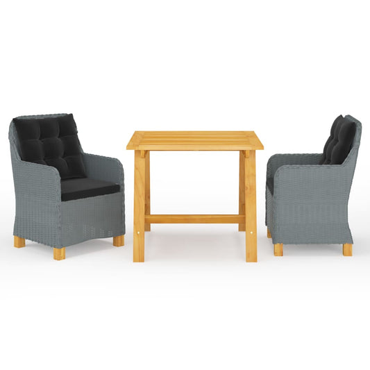 vidaXL 3 Piece Garden Dining Set Light Grey