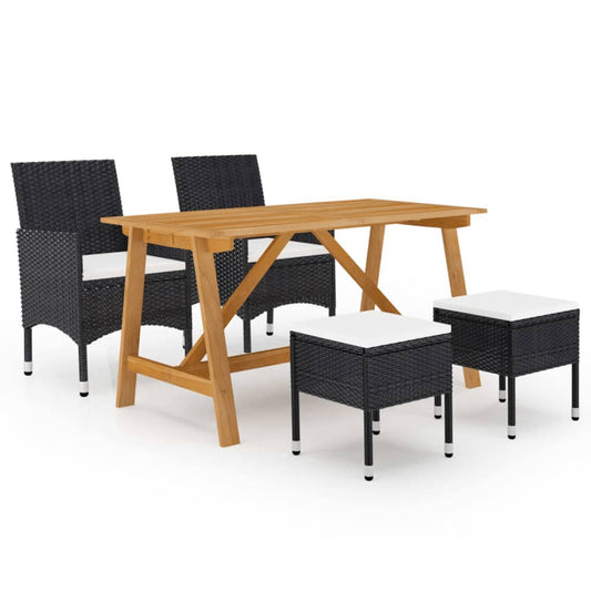 vidaXL 5 Piece Garden Dining Set Black