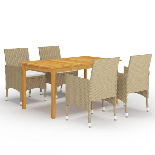 vidaXL 5 Piece Garden Dining Set Beige