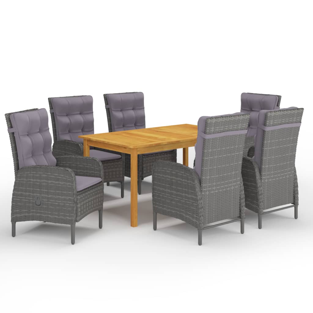 vidaXL 7 Piece Garden Dining Set Grey
