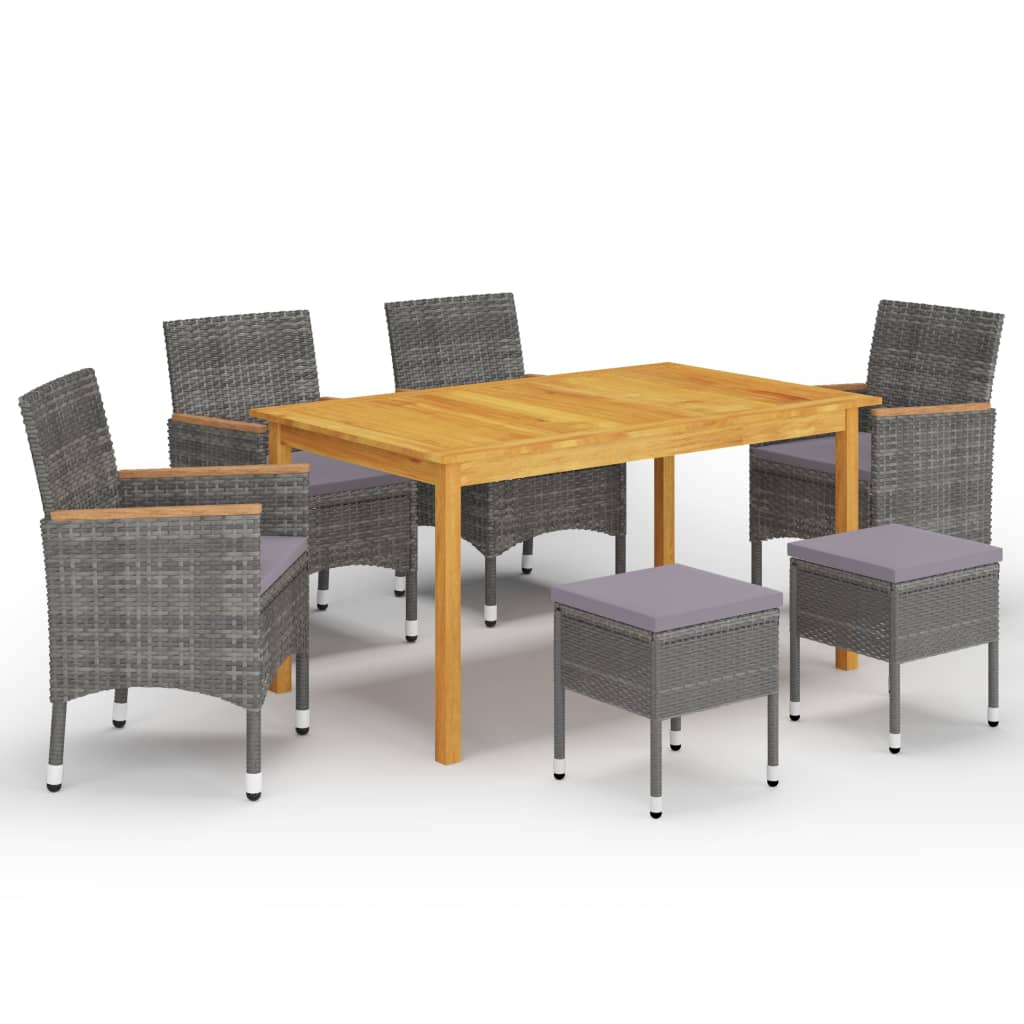 vidaXL 7 Piece Garden Dining Set Grey