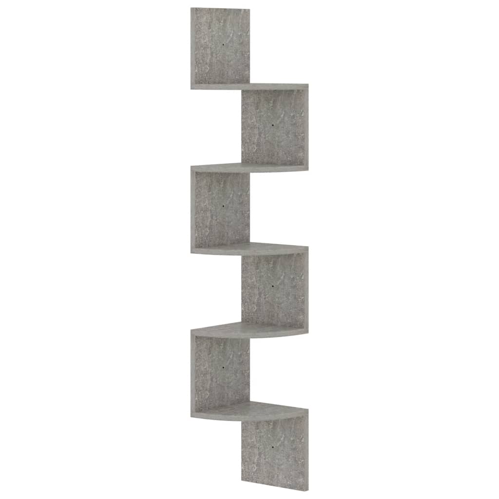 vidaXL Wall Corner Shelf Concrete Grey 19x19x123 cm Engineered Wood