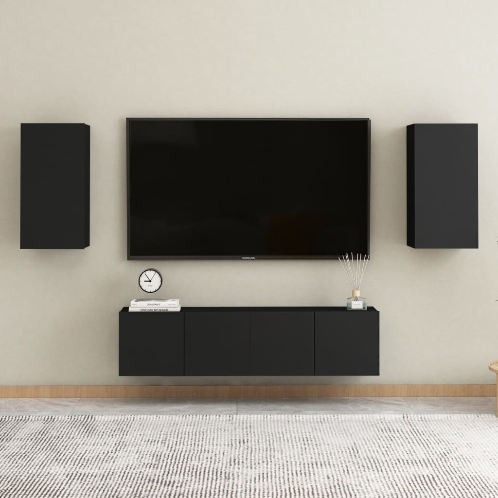 vidaXL TV Cabinet Black 30.5x30x60 cm Engineered Wood