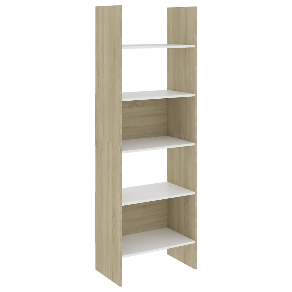 vidaXL Book Cabinet White and Sonoma Oak 60x35x180 cm Engineered Wood