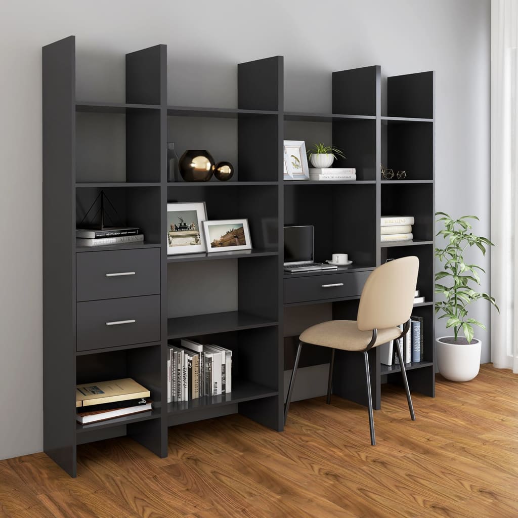 vidaXL Book Cabinet Grey 60x35x180 cm Engineered Wood