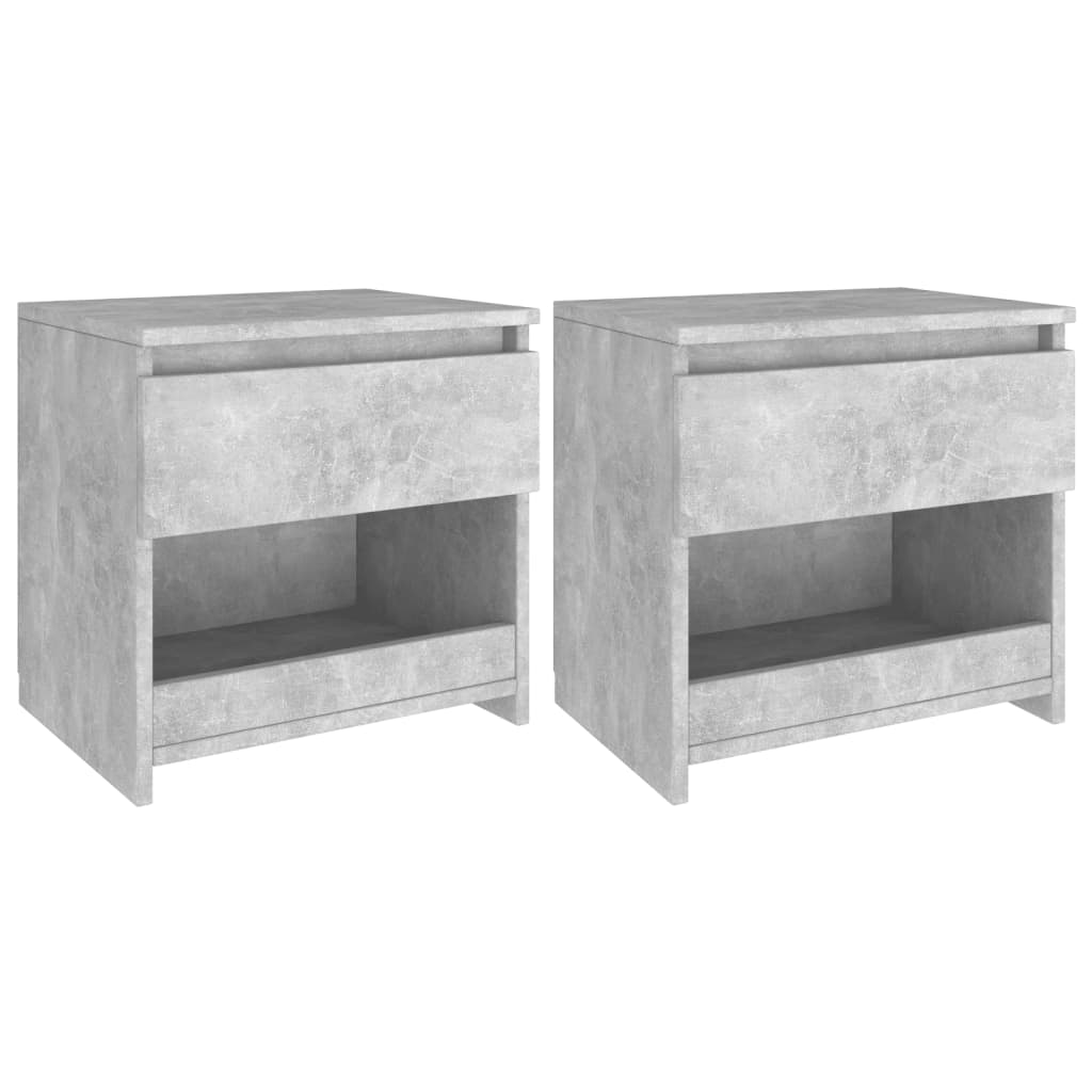 vidaXL Bedside Cabinets 2 pcs Concrete Grey 40x30x39 cm Engineered Wood