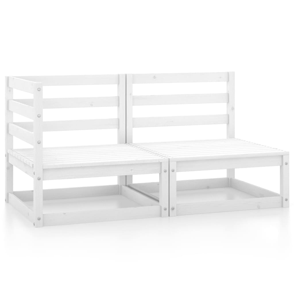 vidaXL 2 Piece Garden Lounge Set White Solid Pinewood